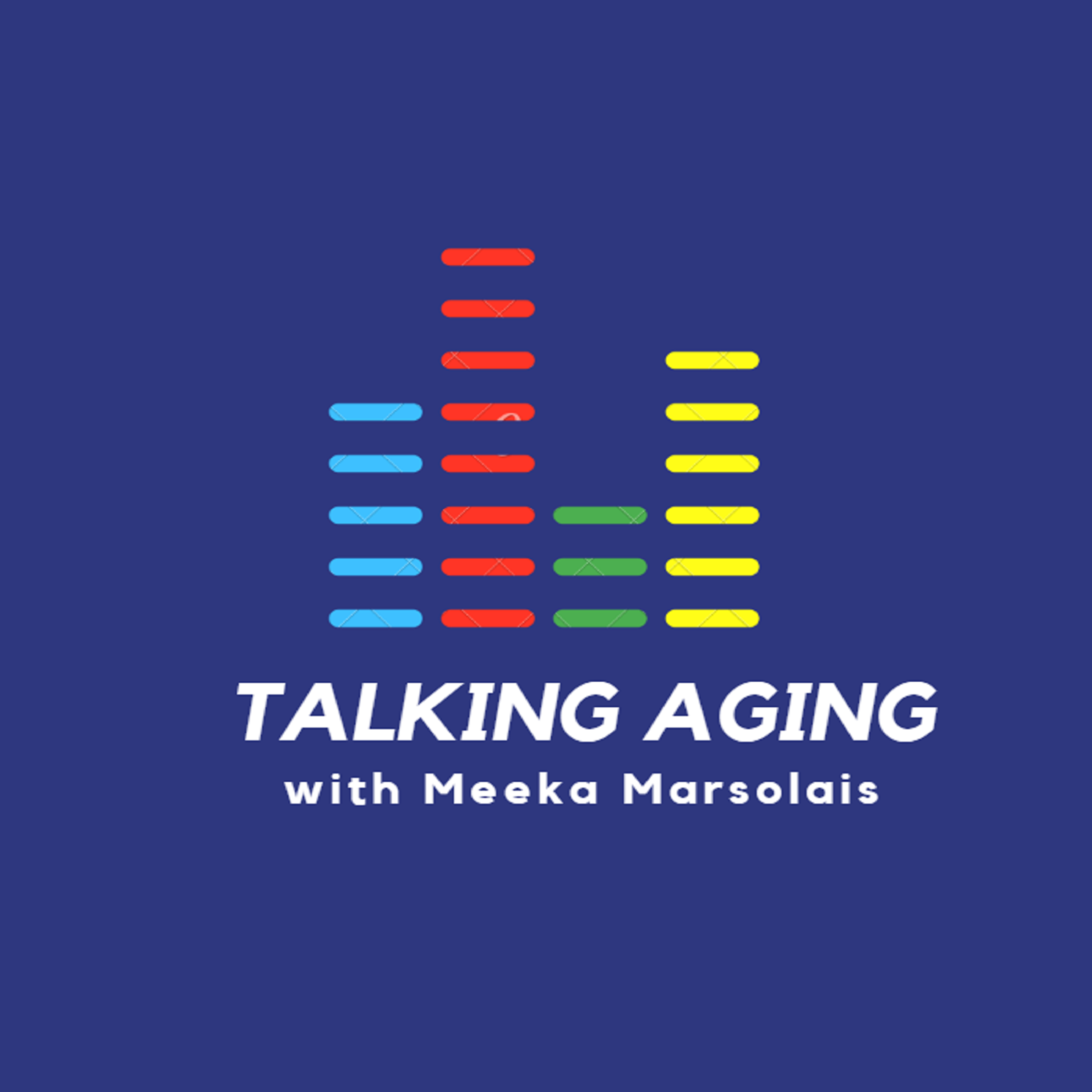 Talking Aging Logo with sound meter bars