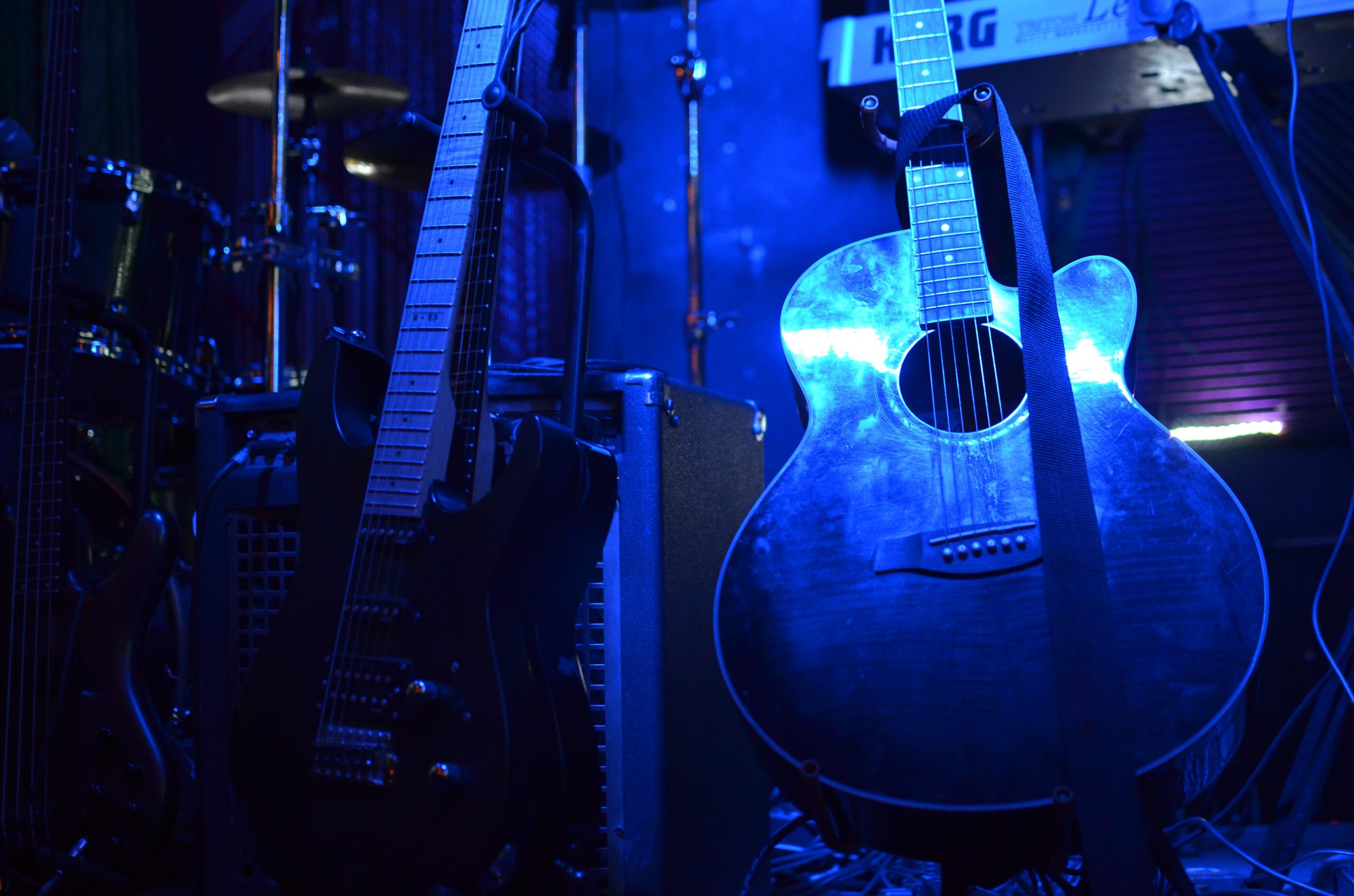 guitar with blue light